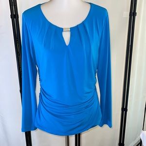 Calvin Klein Blue Long Sleeve Top Size Large EUC